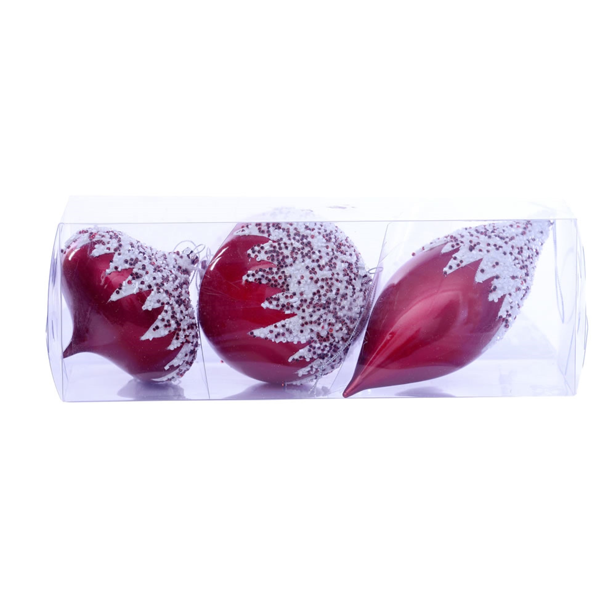 4-7” Red Beaded Ornament Set Asst/3