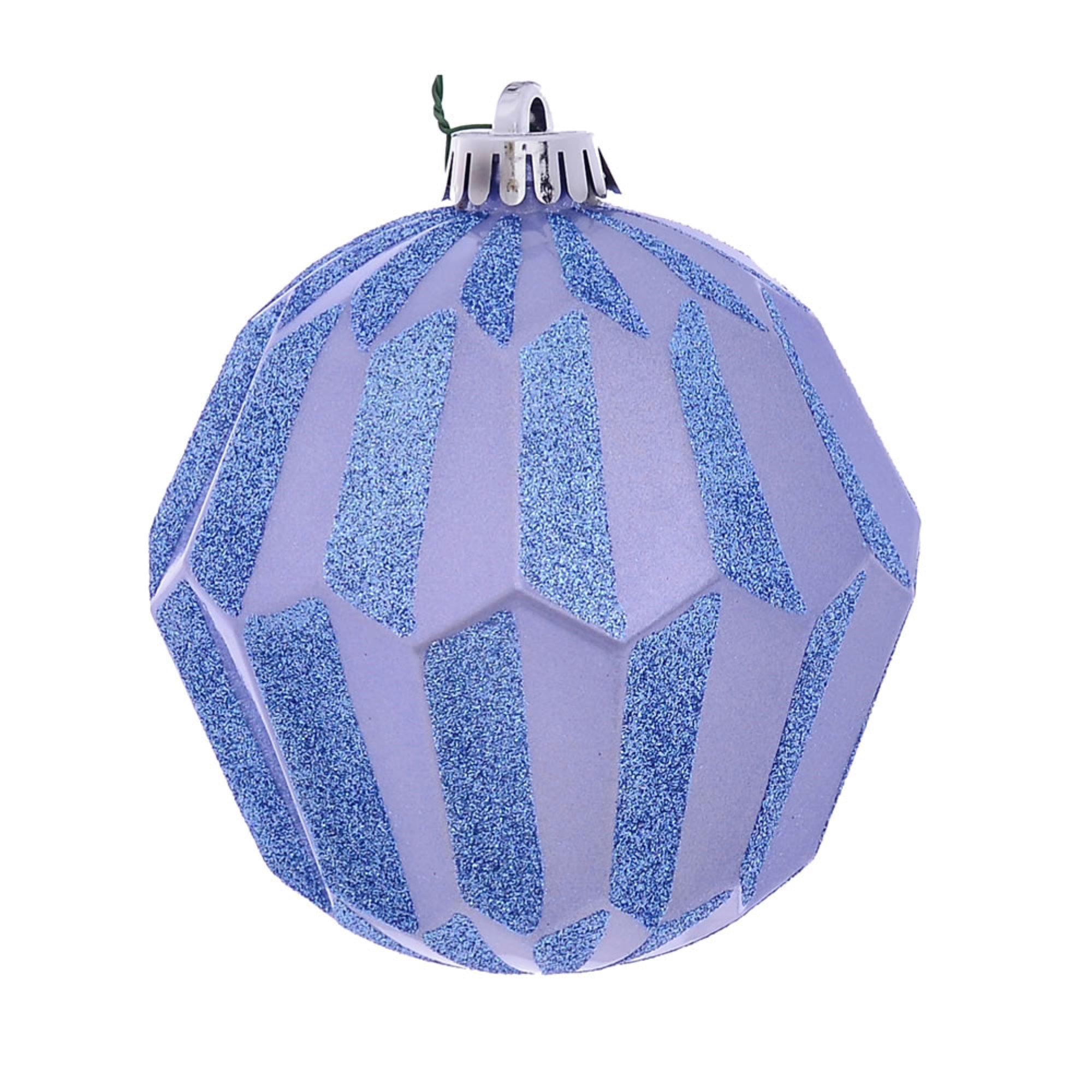 5” Periwinkle Glitter Faceted Orn 3/Bg