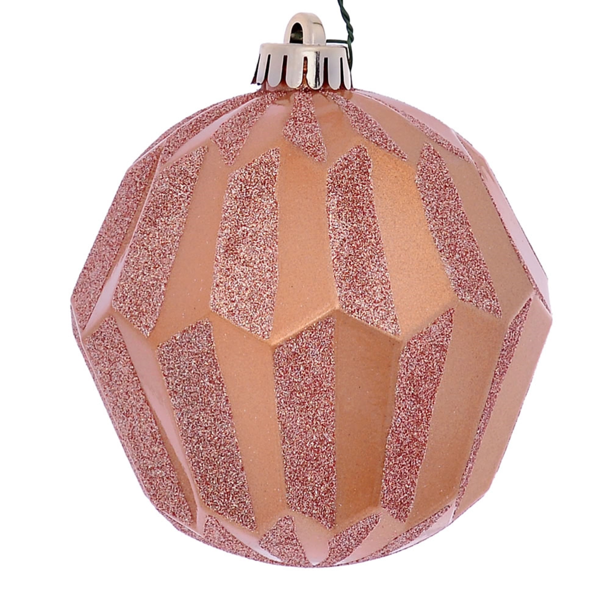 5” Cafe Latte Glitter Faceted Orn 3/Bg