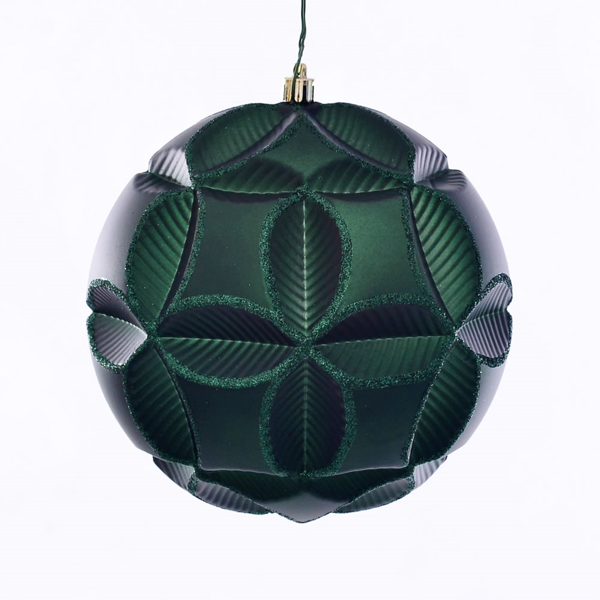 6” Emerald Matte Clover Ball Orn 2/Bg