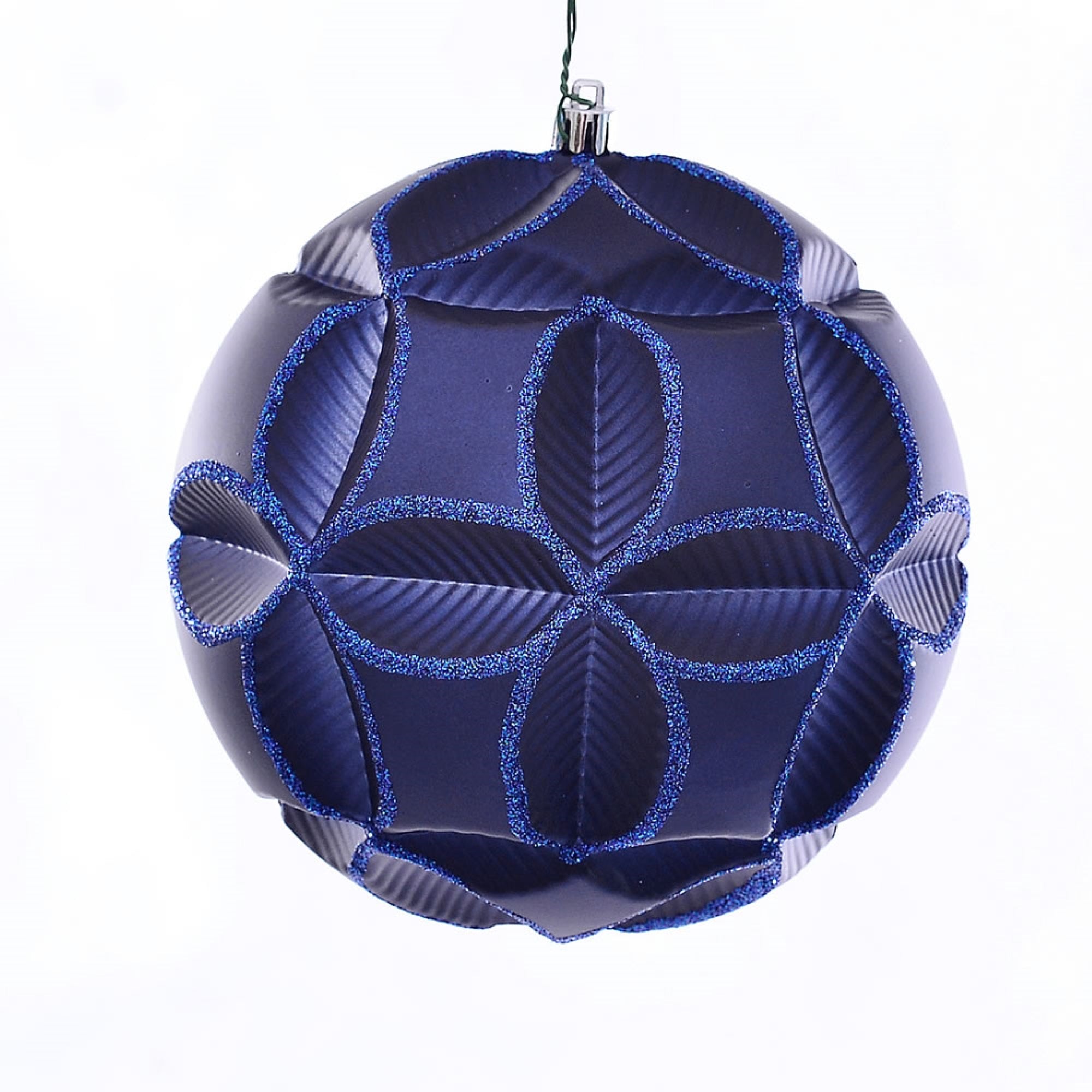 6” Midnight Blue Matte Clover Orn 2/Bg