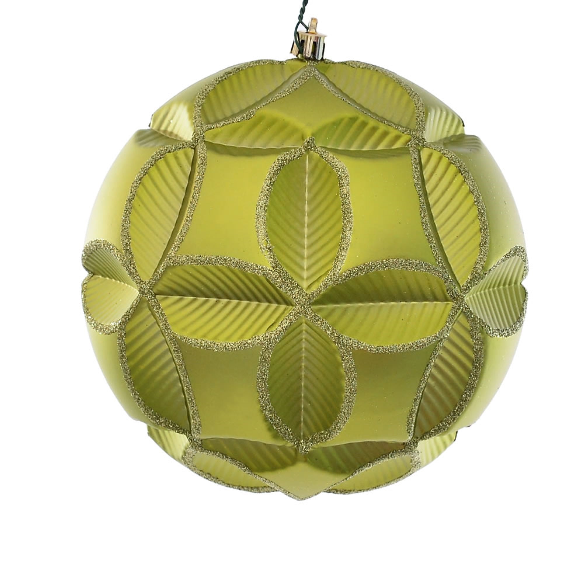 6” Lime Matte Clover Ball Ornament 2/Bg