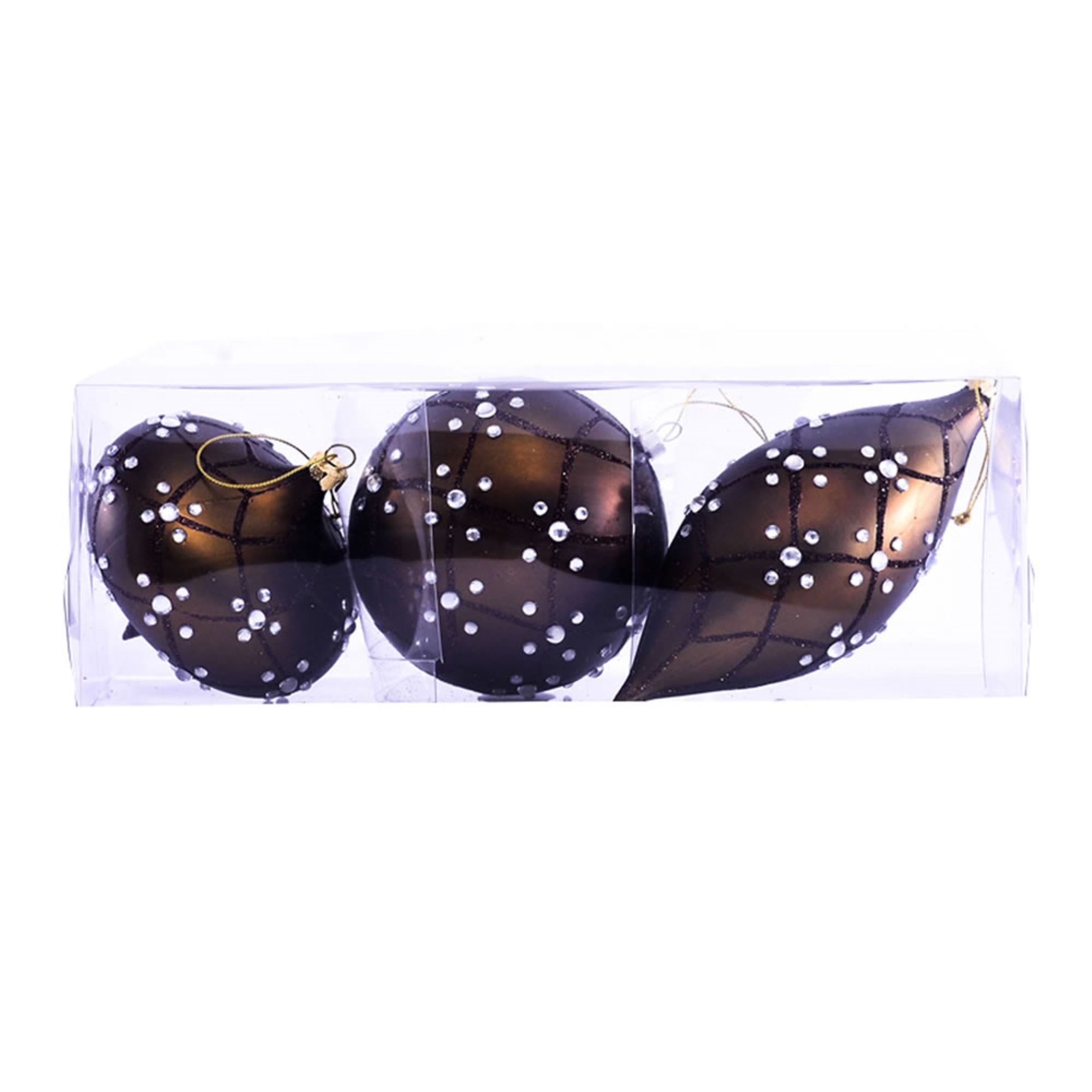 4-7” Chocolate Matte Jewel Orn Asst/3