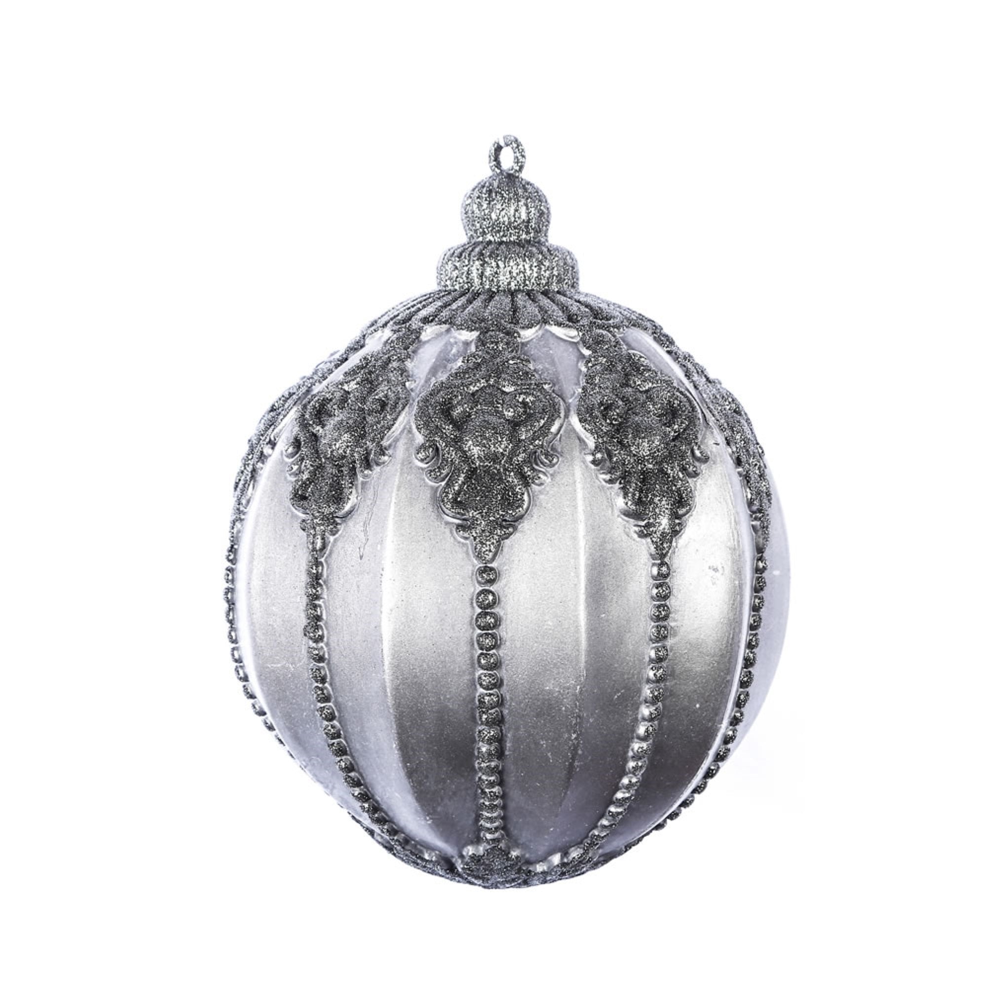 9.5” Gunmetal Antique Embossed Ball Orn