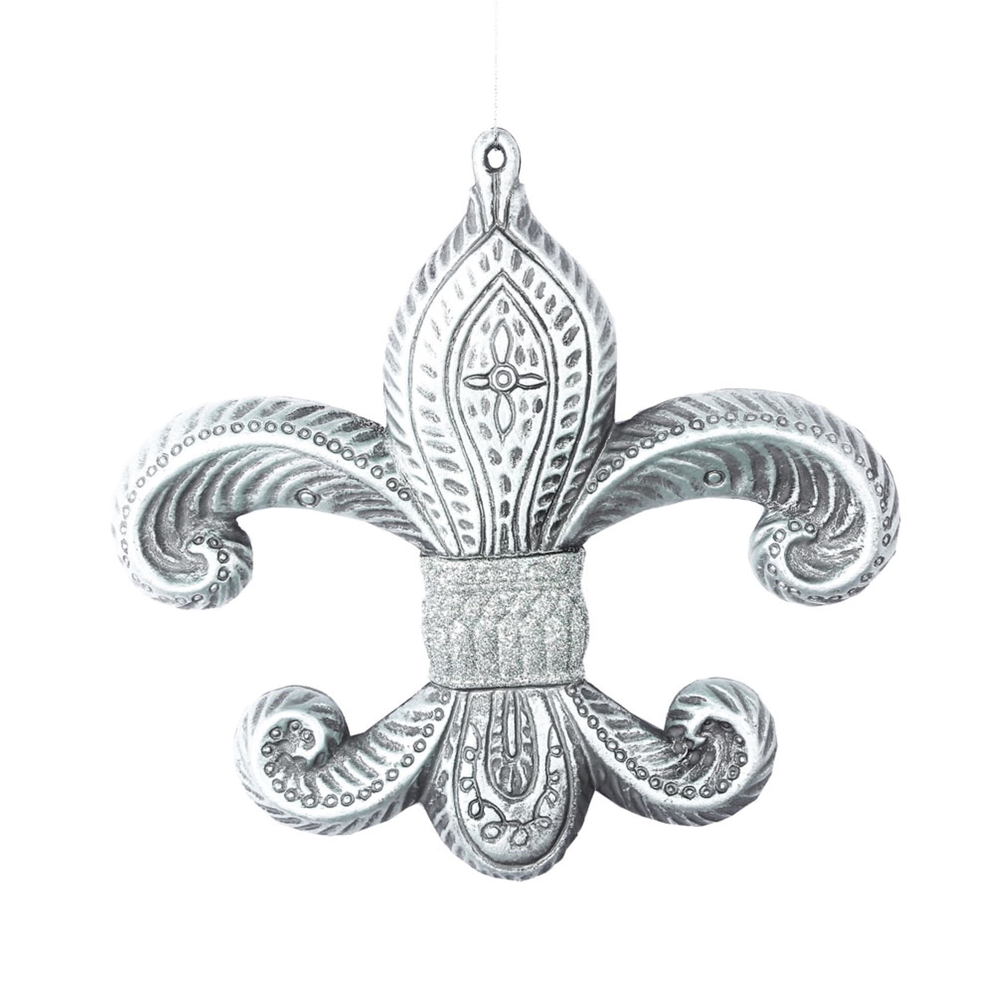 7.3” Limestone Antique Fleur-de-lis 2/Bg