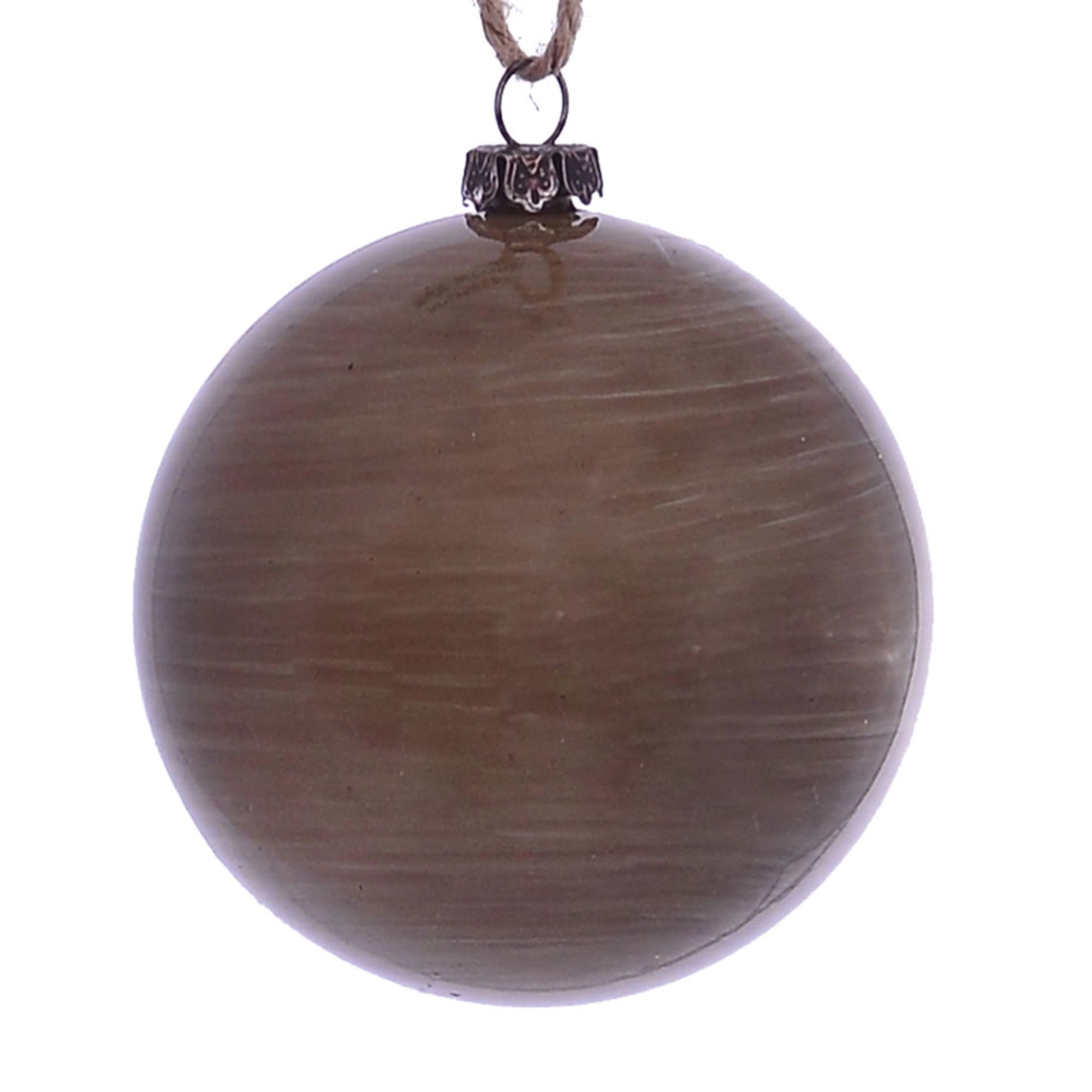 3” Pewter Wood Grain Ball Orn 6/Bag