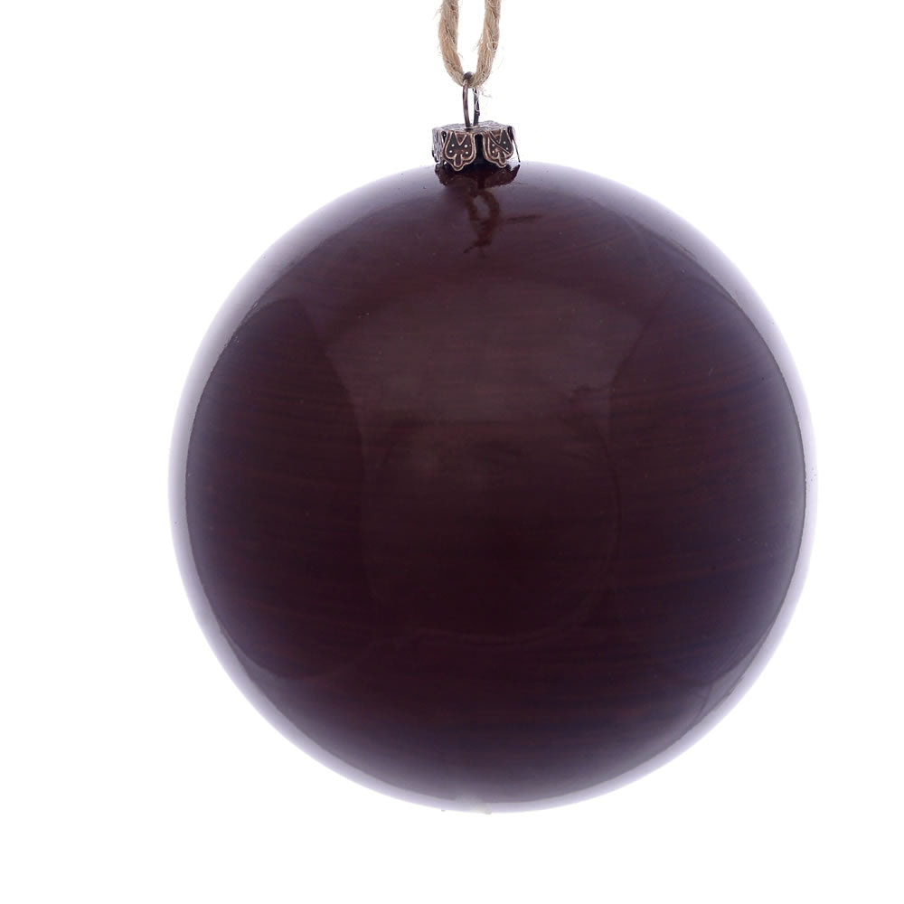 Vickerman 4” Plum Wood Grain Ball Orn 6/Bag - MC197026