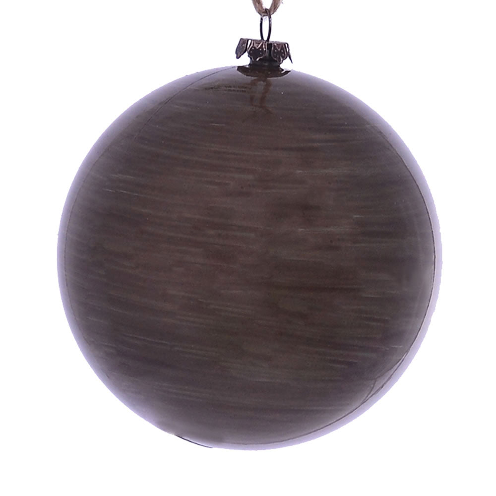 Vickerman 4” Pewter Wood Grain Ball Orn 6/Bag - MC197087