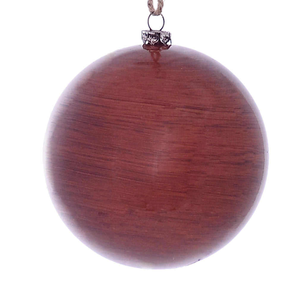 Vickerman 4” Copper Wood Grain Ball Orn 6/Bag - MC197088
