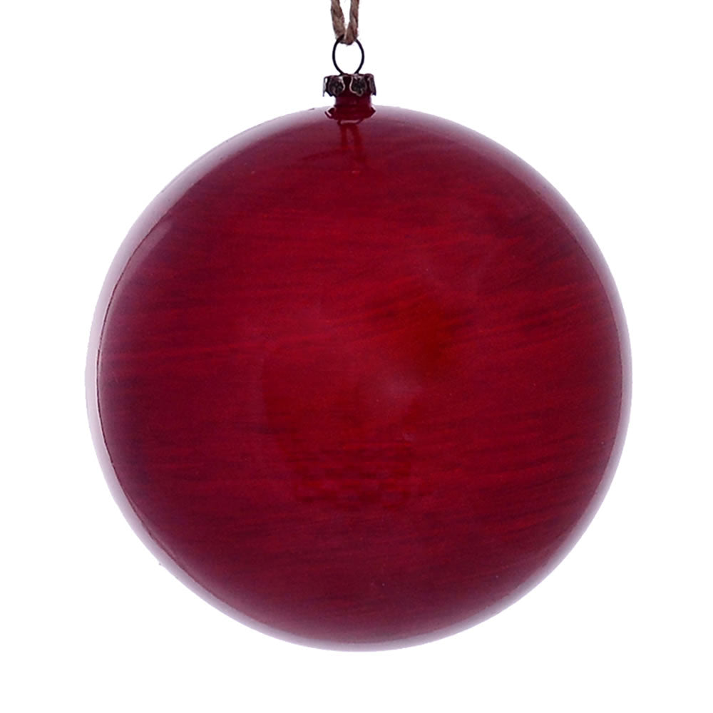 Vickerman 4.75” Red Wood Grain Ball Orn 4/Bag - MC197103