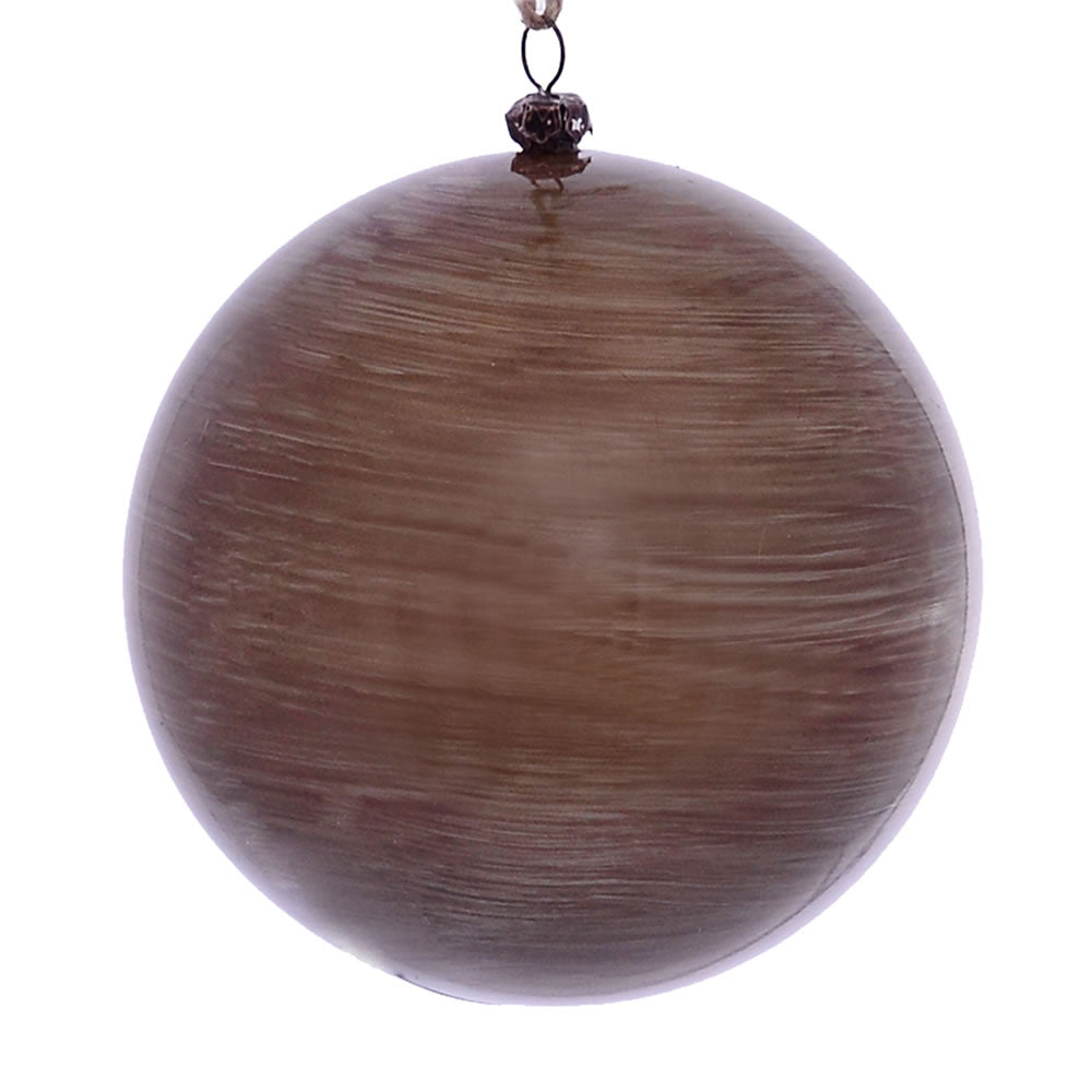 Vickerman 4.75” Pewter Wood Grain Ball Orn 4/Bag - MC197187