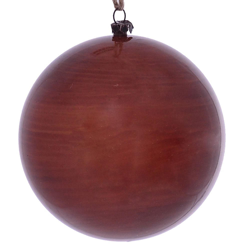 Vickerman 4.75” Copper Wood Grain Ball Orn 4/Bag - MC197188