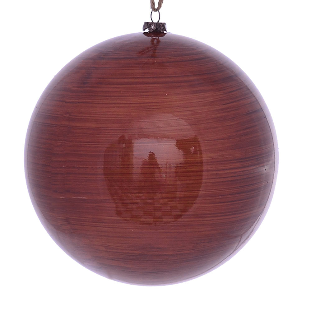Vickerman 6” Copper Wood Grain Ball Orn 3/Bag - MC197288