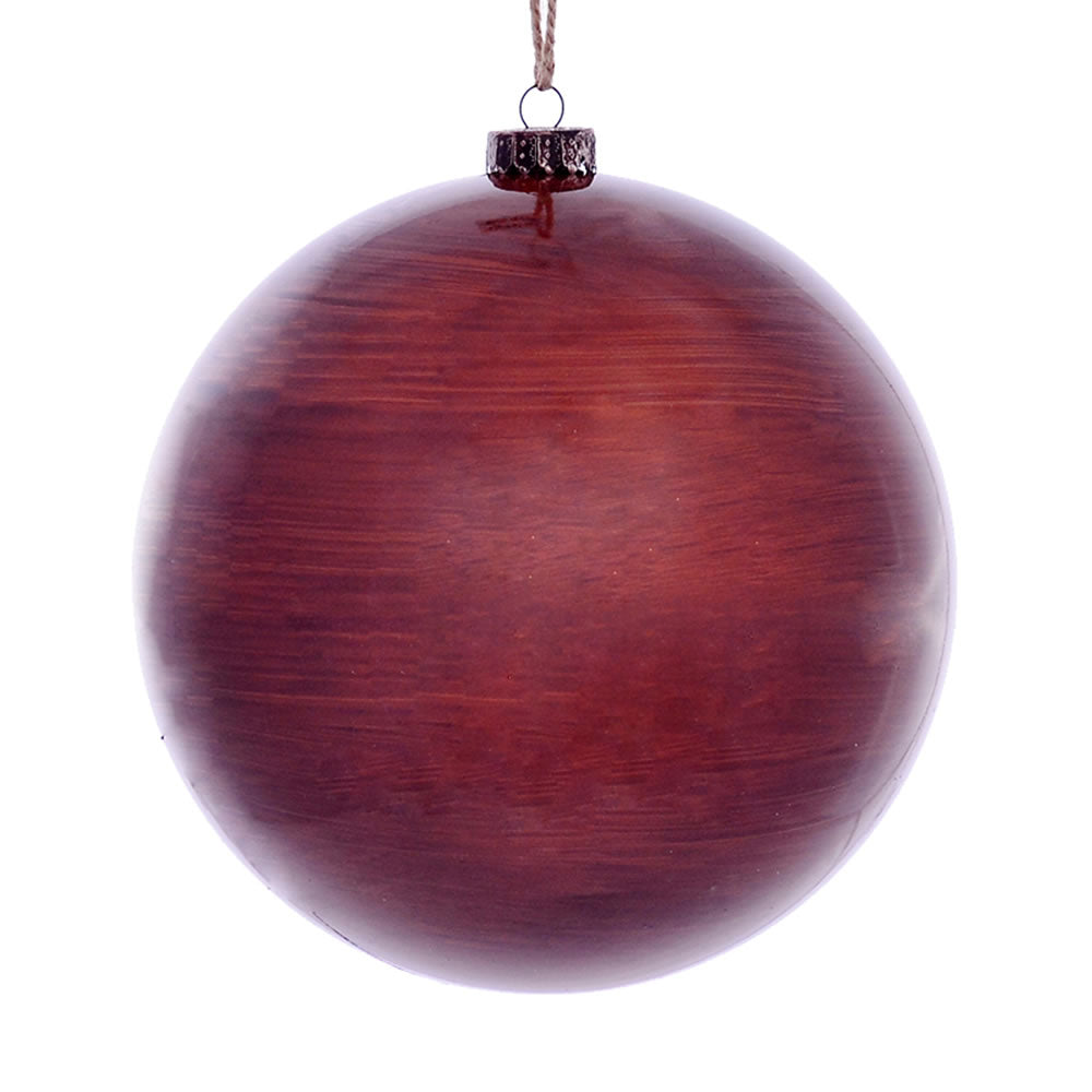 Vickerman 8” Copper Wood Grain Ball Orn 2/Bag - MC197388