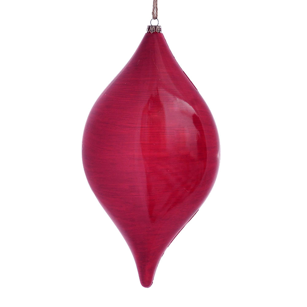 Vickerman 11.5” Red Wood Grain Drop Orn 2/Bag - MC197403