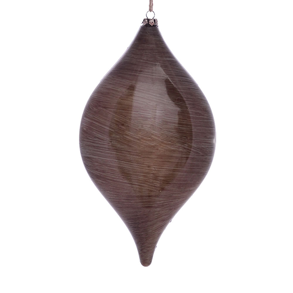 Vickerman 11.5” Pewter Wood Grain Drop Orn 2/Bag - MC197487