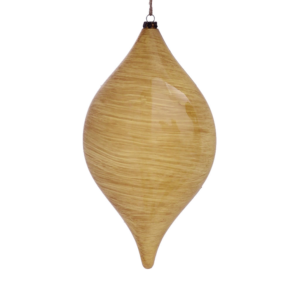 Vickerman 11.5” Tan Wood Grain Drop Orn 2/Bag - MC197490