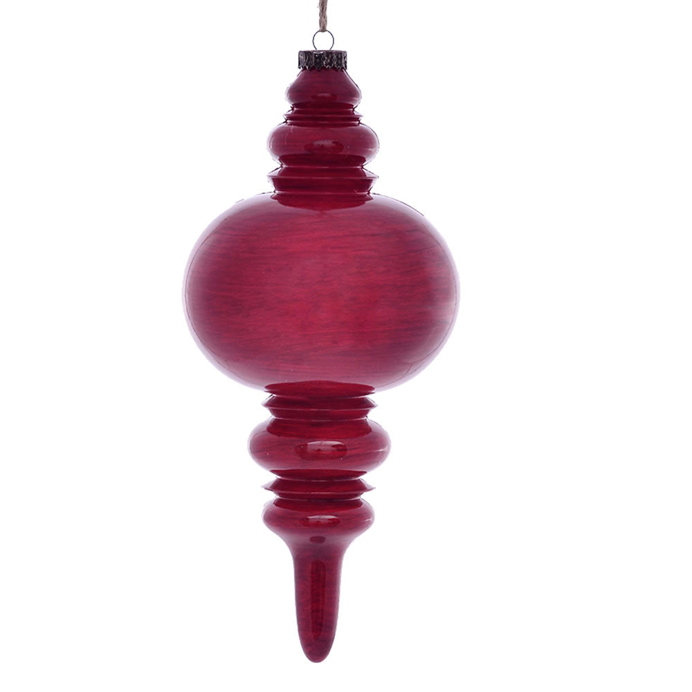 Vickerman 13” Red Wood Grain Finial Orn - MC197503