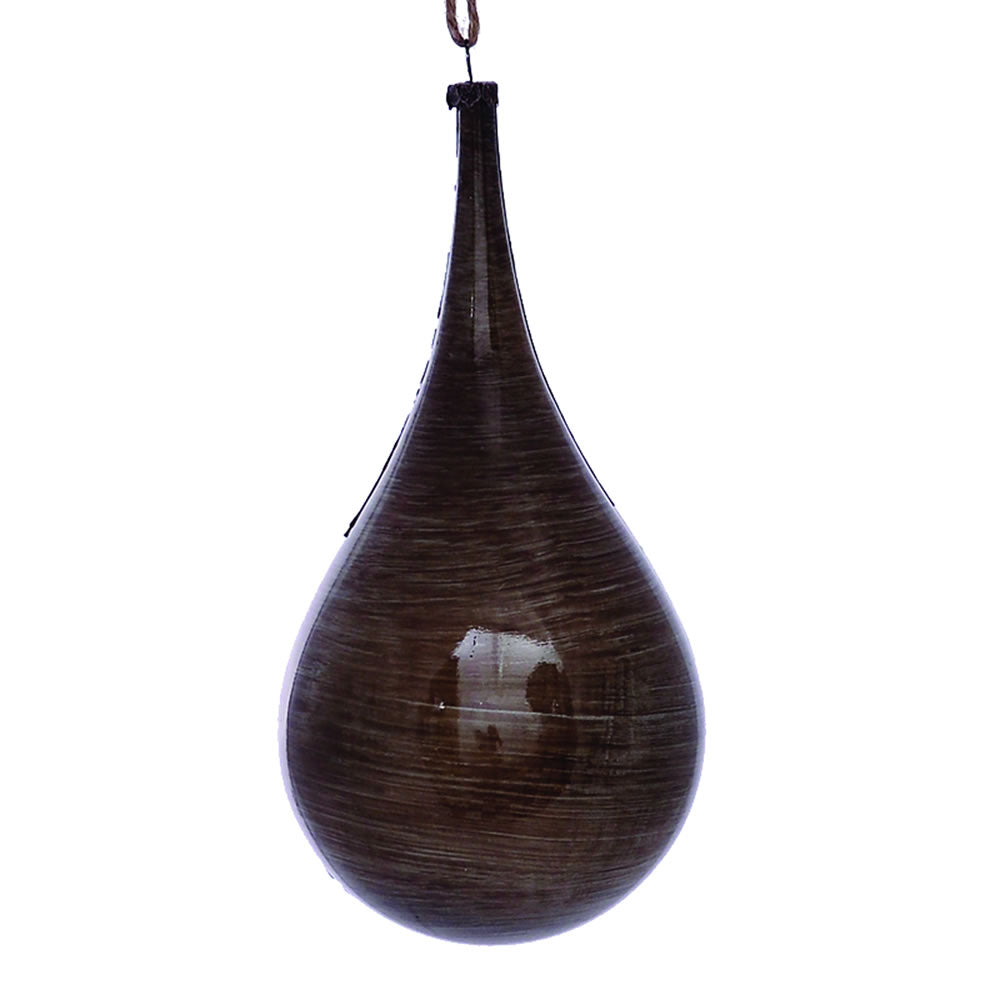 Vickerman 4” Pewter Wood Grain Teardrop Orn 2/Bag - MC197687