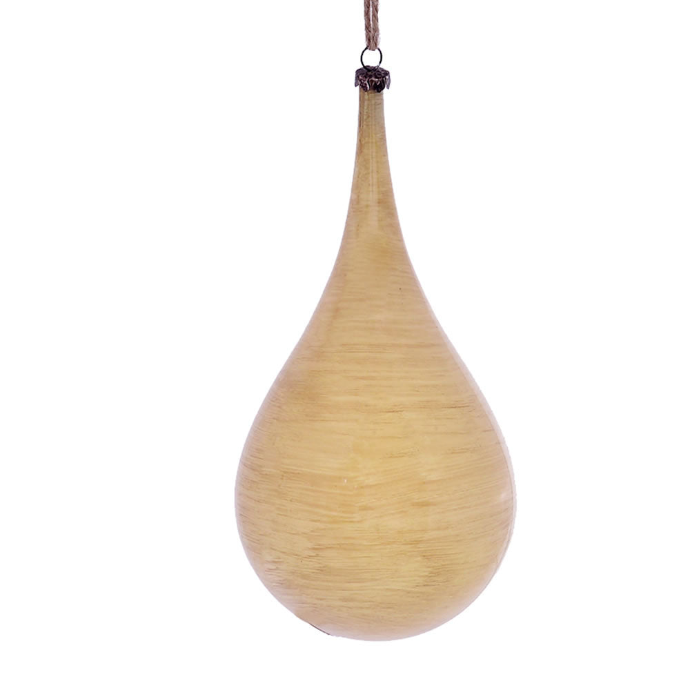Vickerman 4” Tan Wood Grain Teardrop Orn 2/Bag - MC197690