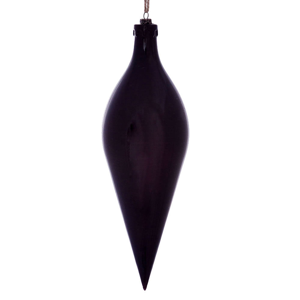 Vickerman 12” Plum Wood Grain Shuttle Orn 2/Bag - MC197726