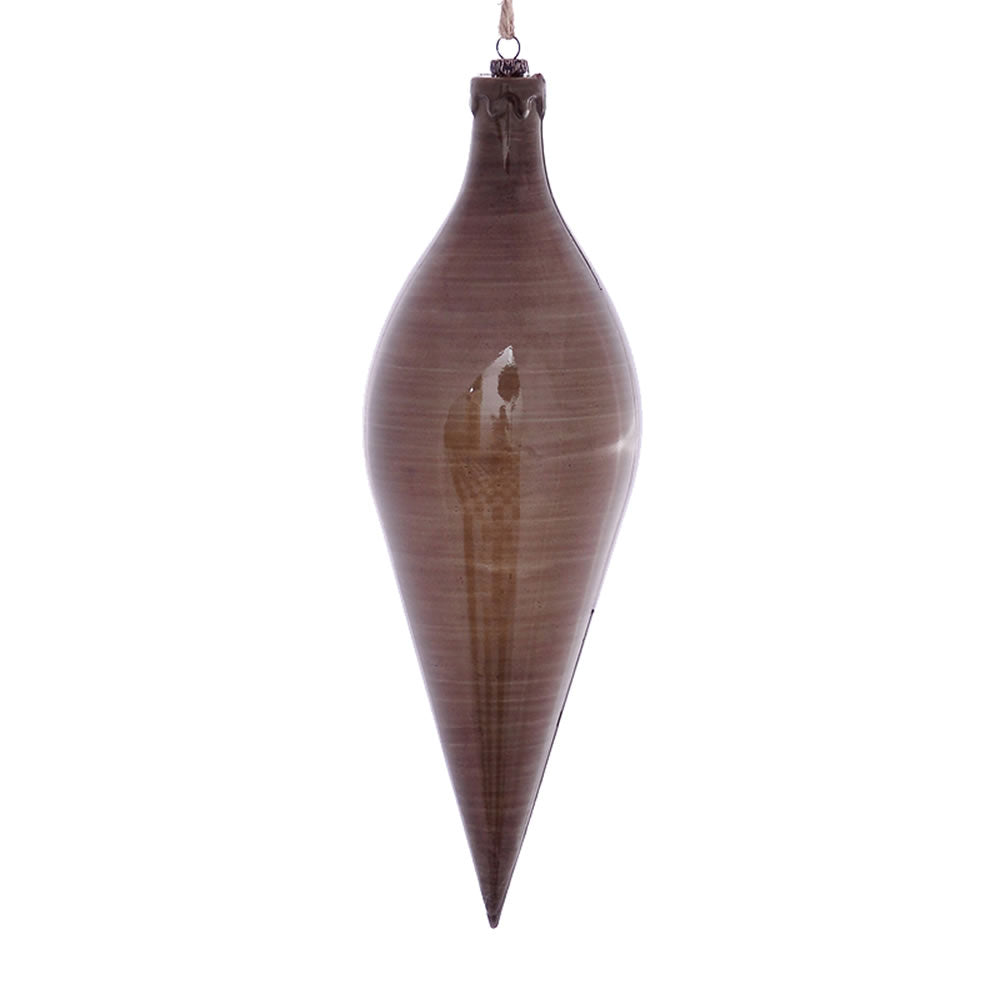 Vickerman 12” Pewter Wood Grain Shuttle Orn 2/Bag - MC197787