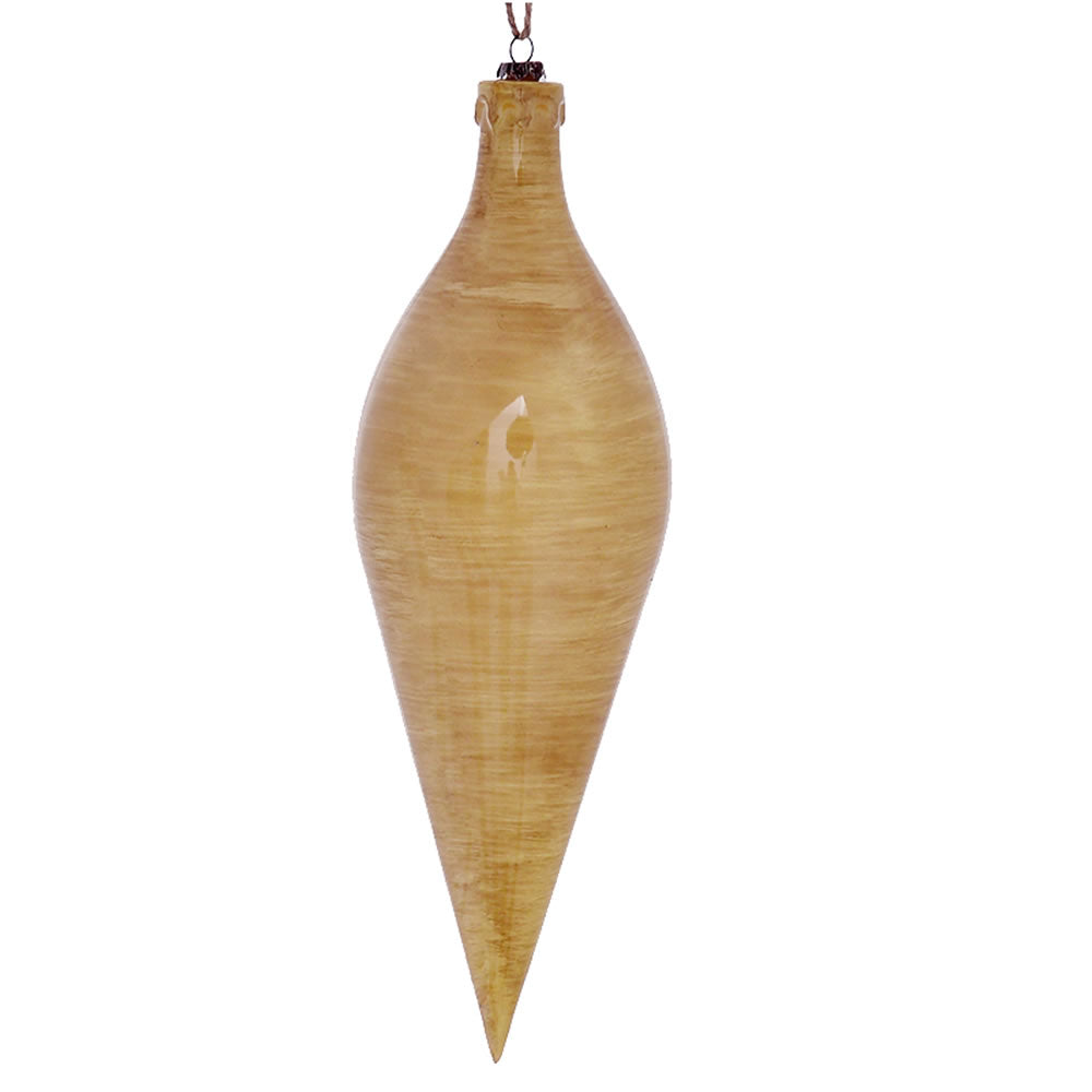 Vickerman 12” Tan Wood Grain Shuttle Orn 2/Bag - MC197790
