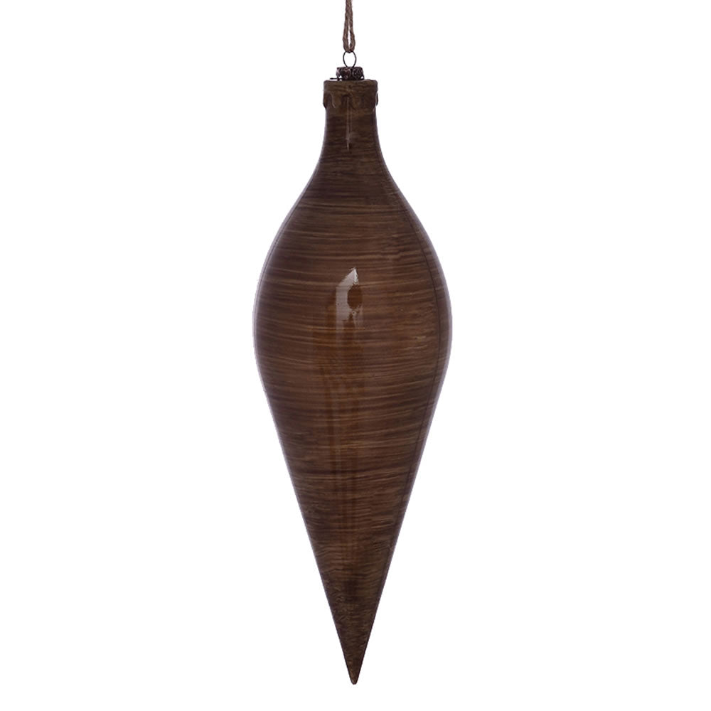 Vickerman 12” Brown Wood Grain Shuttle Orn 2/Bag - MC197791