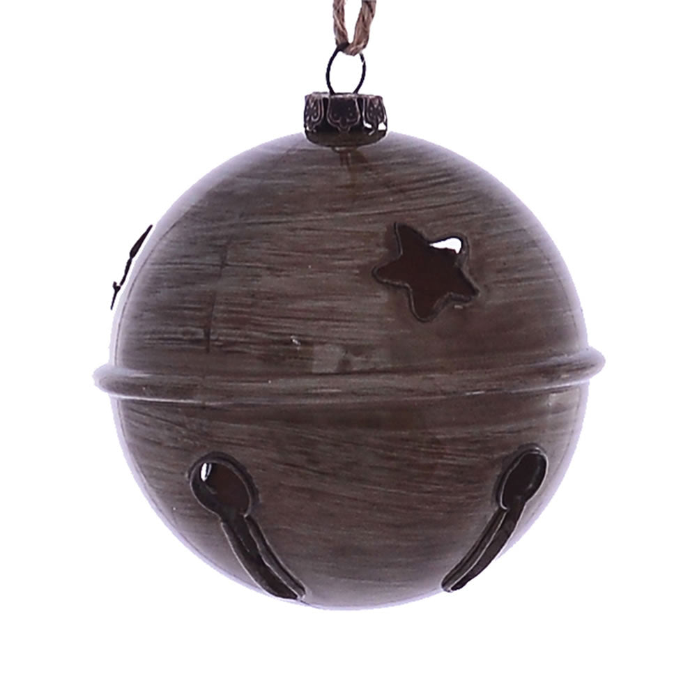 Vickerman 3” Pewter Wood Grain Bell Orn 6/Bag - MC198087