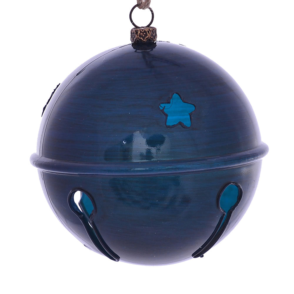 Vickerman 4” Midnight Blue Wood Grain Bell 6/Bag - MC198131