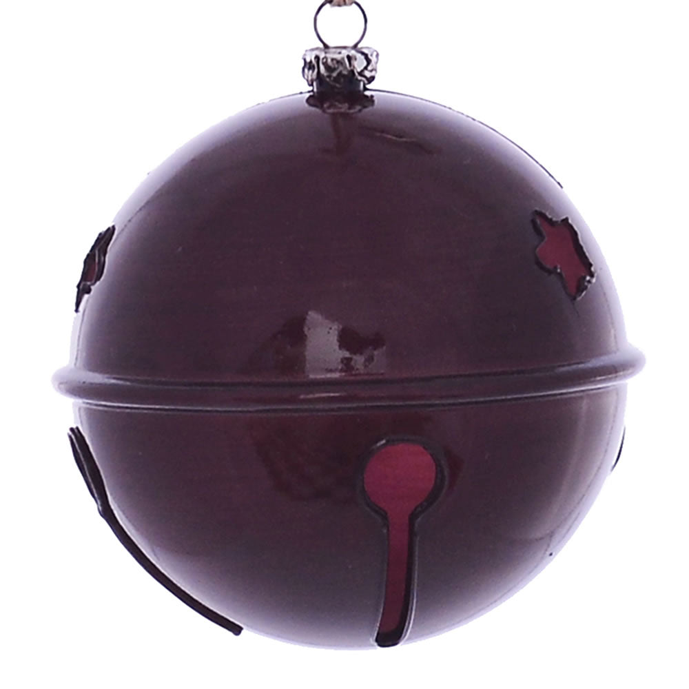 Vickerman 4” Burgundy Wood Grain Bell Orn 6/Bag - MC198165