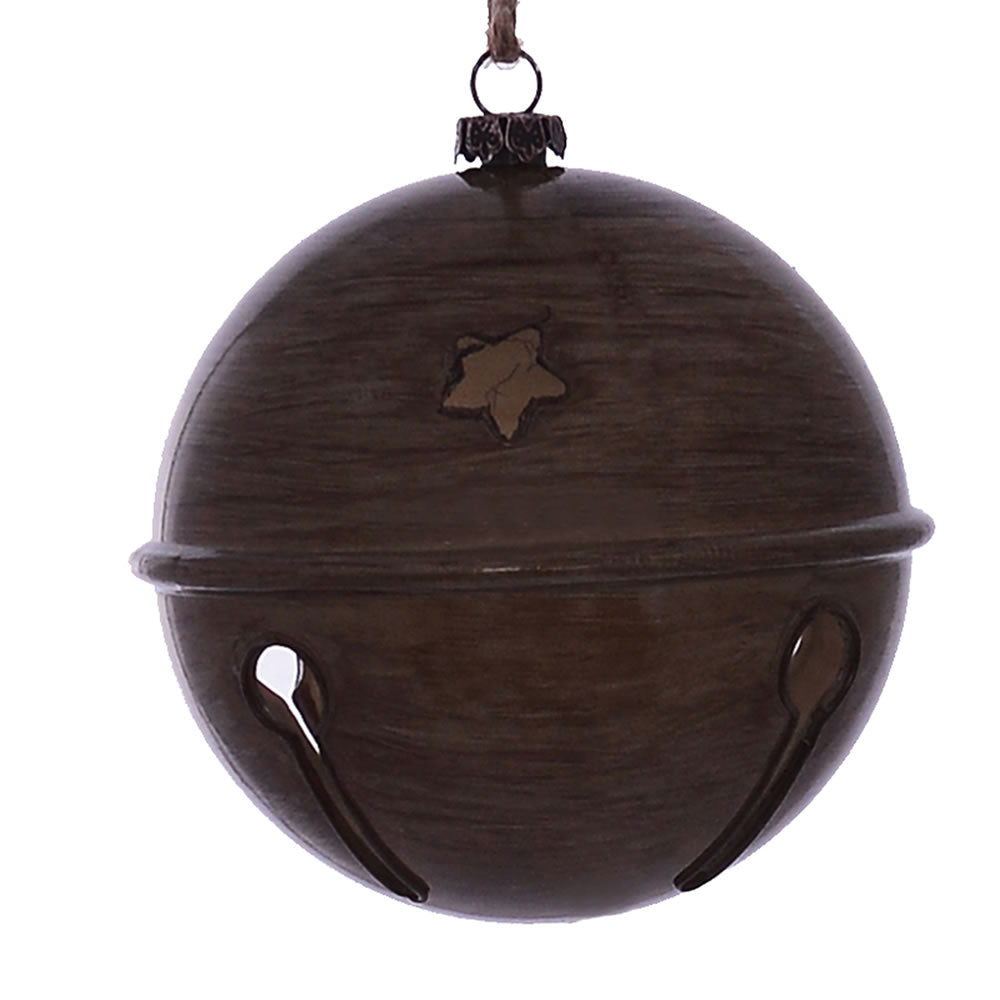 Vickerman 4” Pewter Wood Grain Bell Orn 6/Bag - MC198187