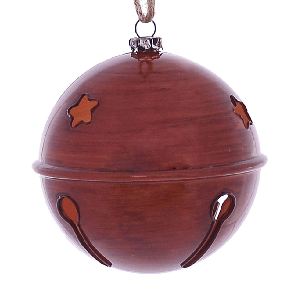 Vickerman 4” Copper Wood Grain Bell Orn 6/Bag - MC198188