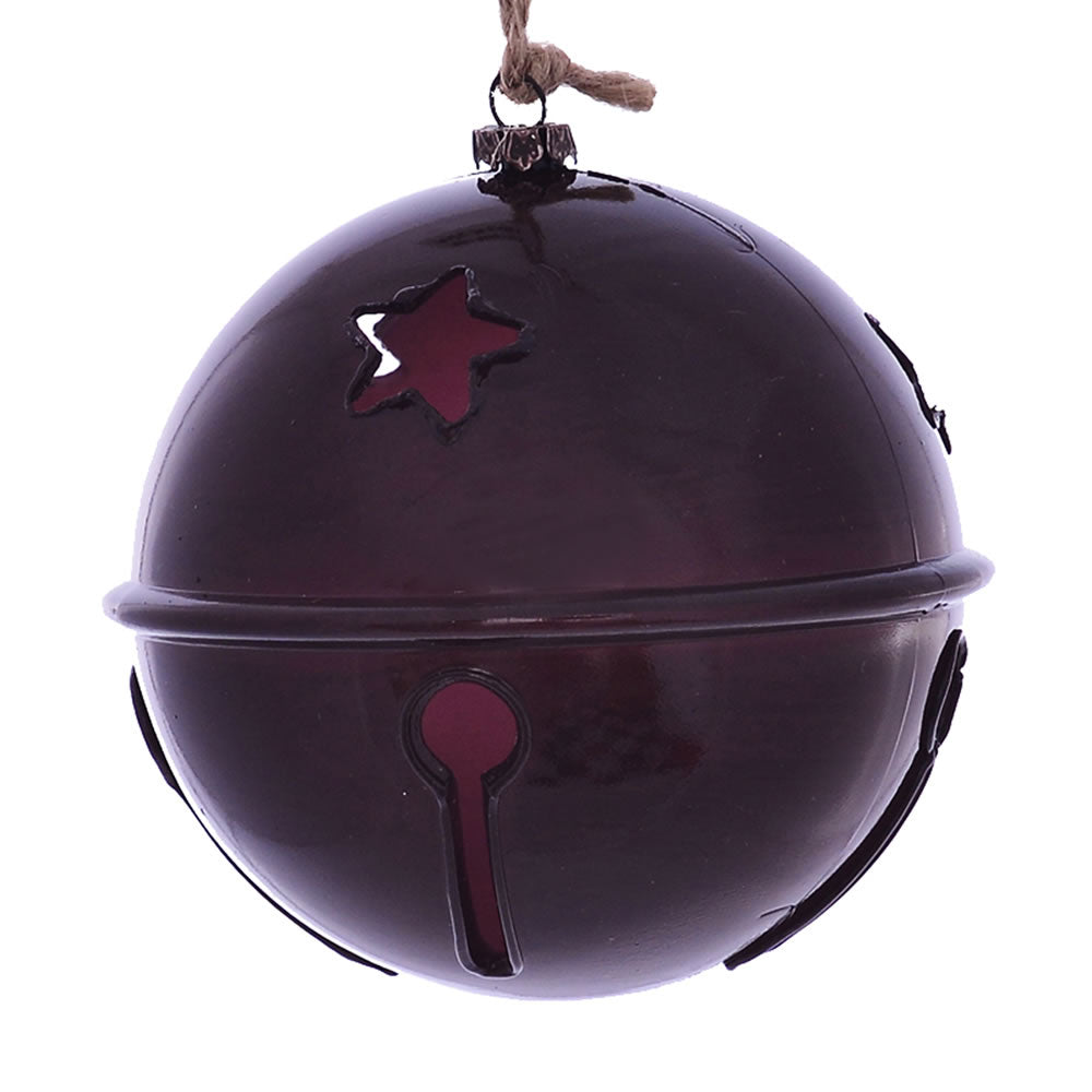 Vickerman 4.75” Burgundy Wood Grain Bell Orn 4/Bag - MC198265