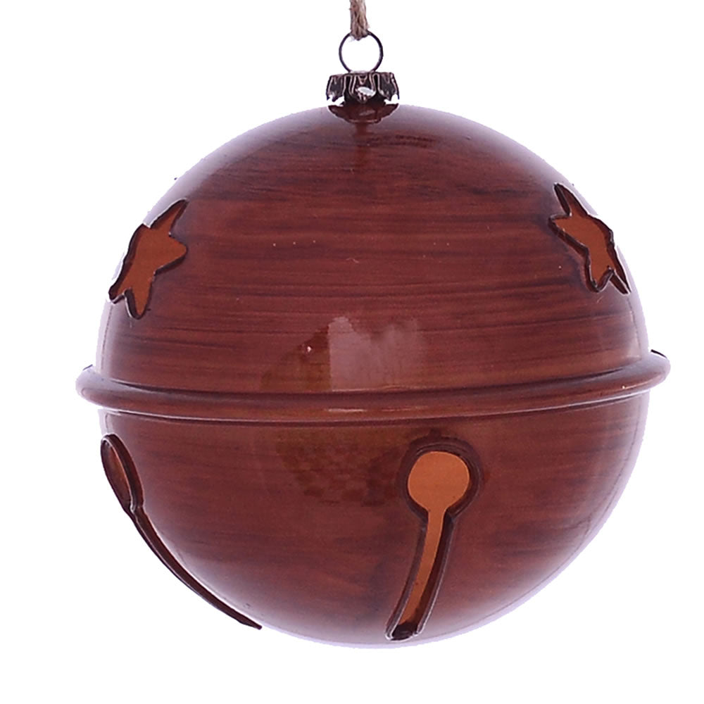Vickerman 4.75” Copper Wood Grain Bell Orn 4/Bag - MC198288
