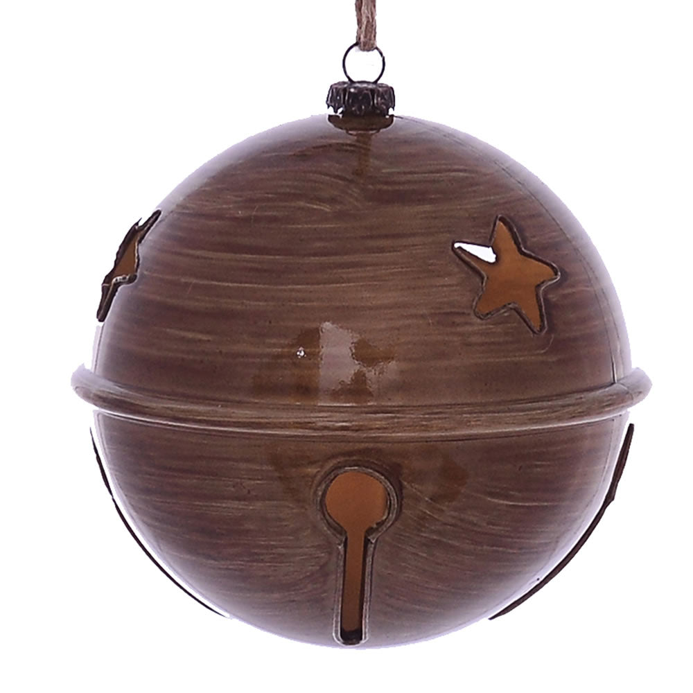 Vickerman 4.75” Brown Wood Grain Bell Orn 4/Bag - MC198291