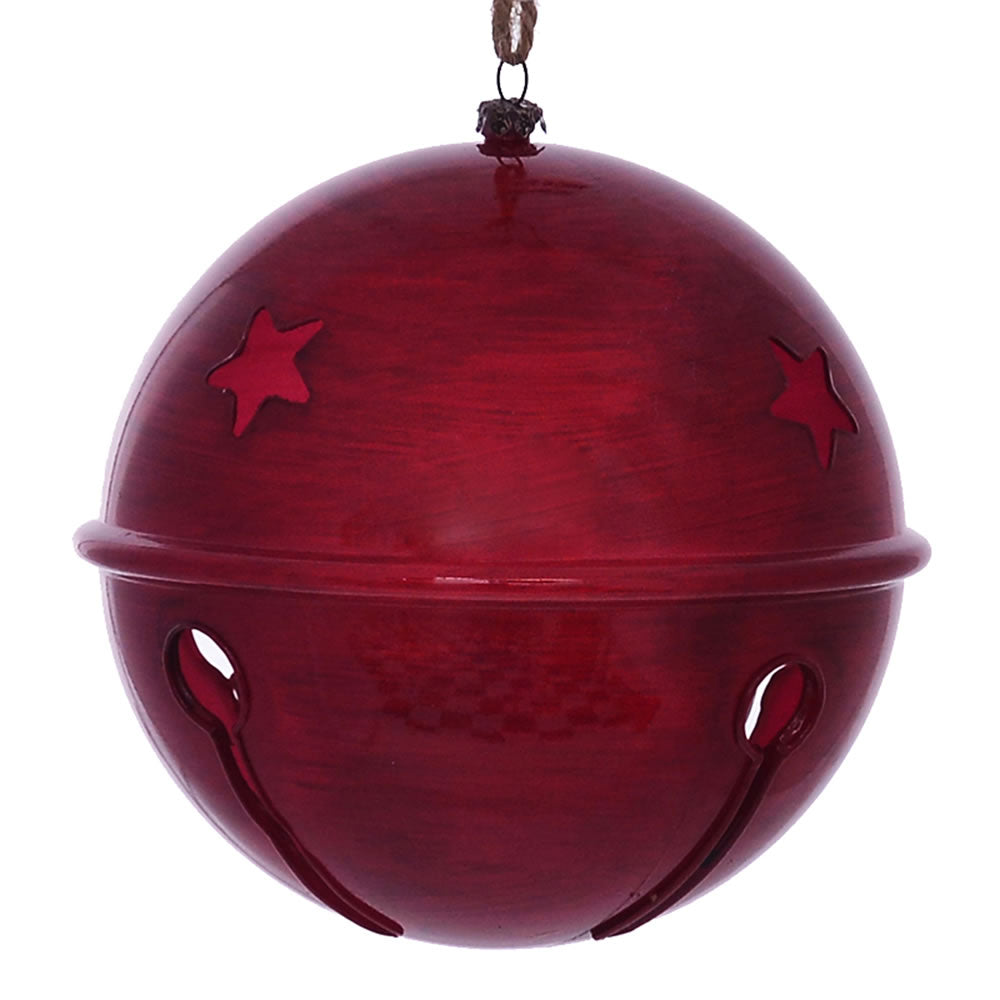 Vickerman 6” Red Wood Grain Bell Orn 2/Bag - MC198303