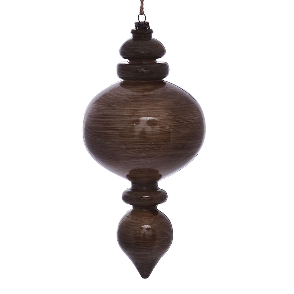 Vickerman 9” Pewter Wood Grain Round Finial 3/Bag - MC198587