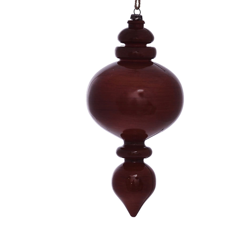 Vickerman 9” Copper Wood Grain Round Finial 3/Bag - MC198588