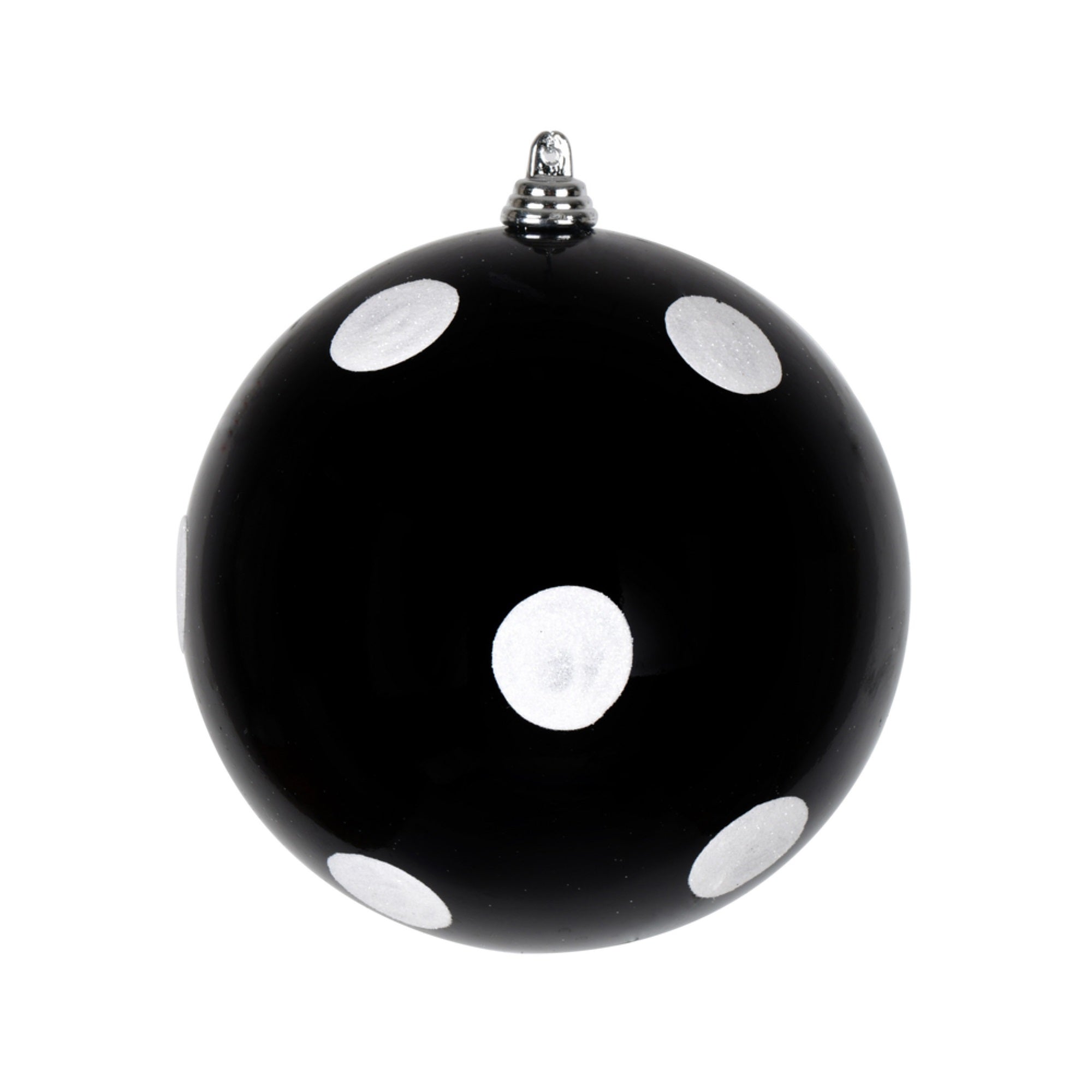 4.75” Black Candy Ball White Dots 4/Bag