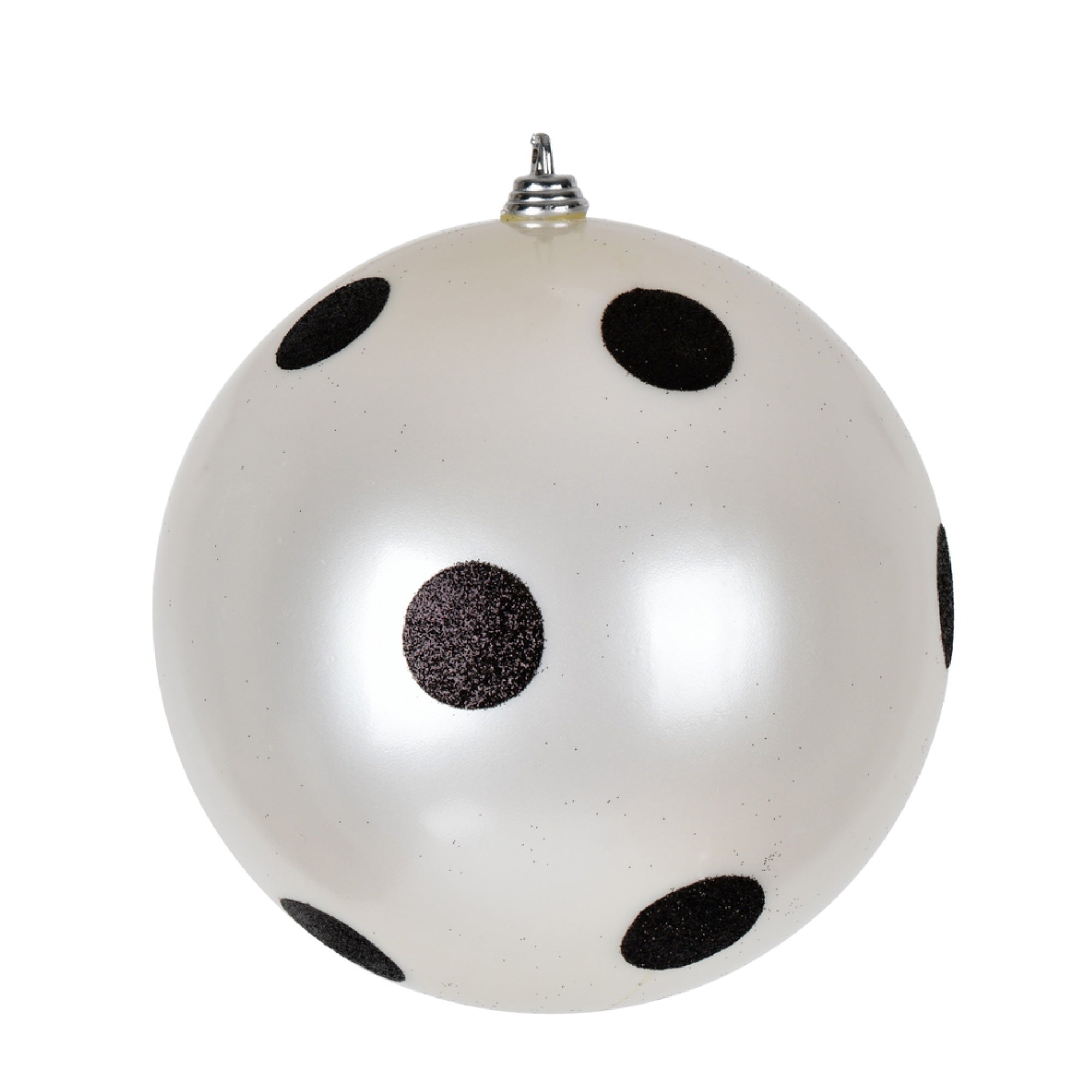 6” White Candy Ball Black Dots 4/Bag