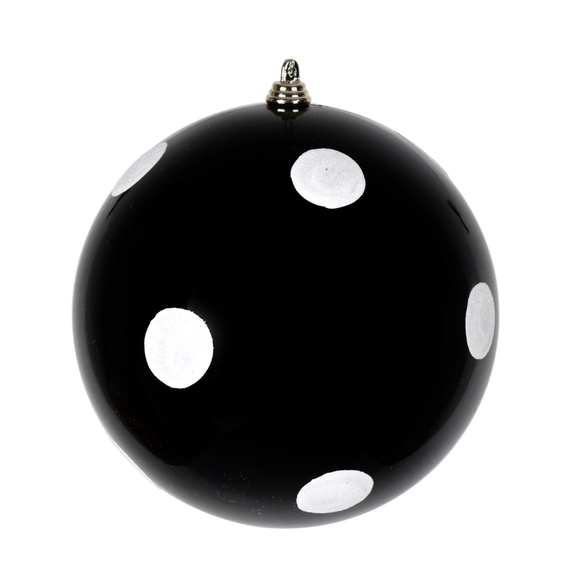 6” Black Candy Ball White Dots 4/Bag