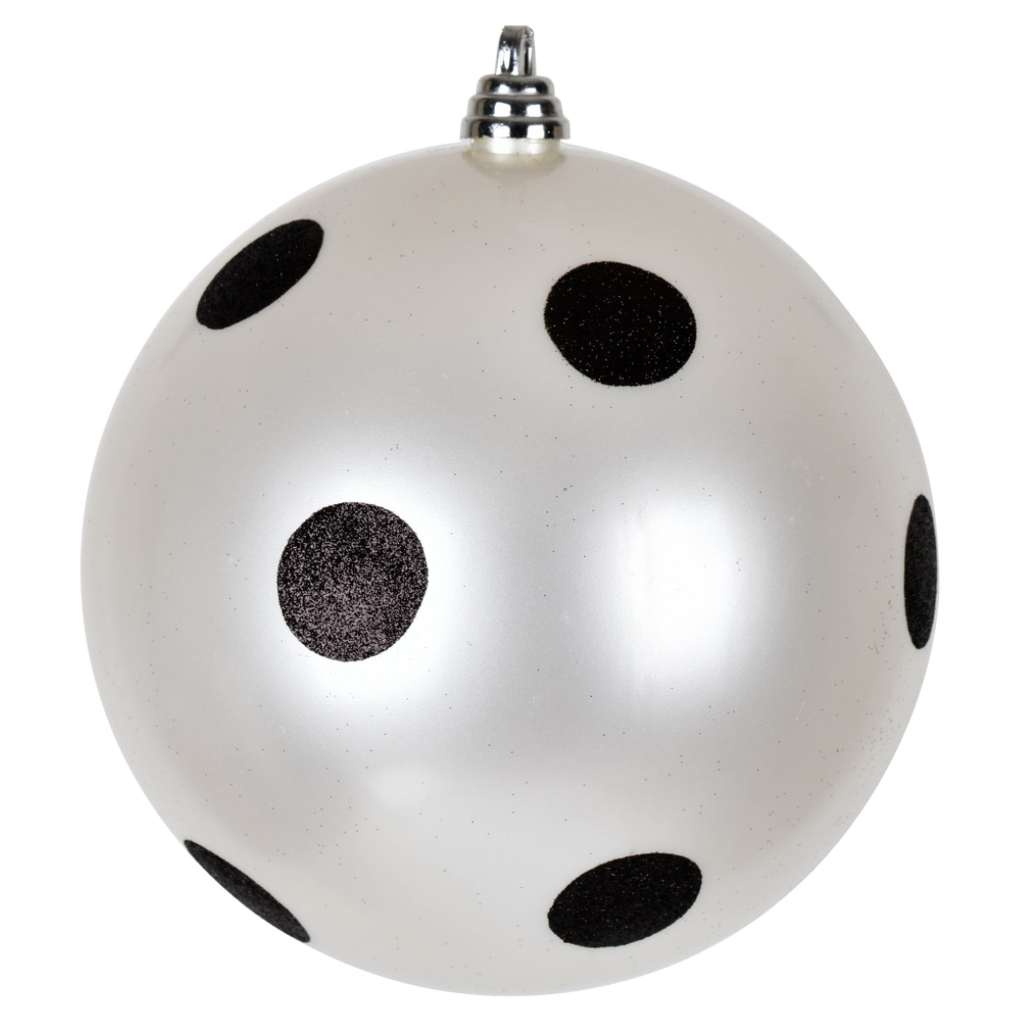 8” White Candy Ball Black Dots 1/Bag