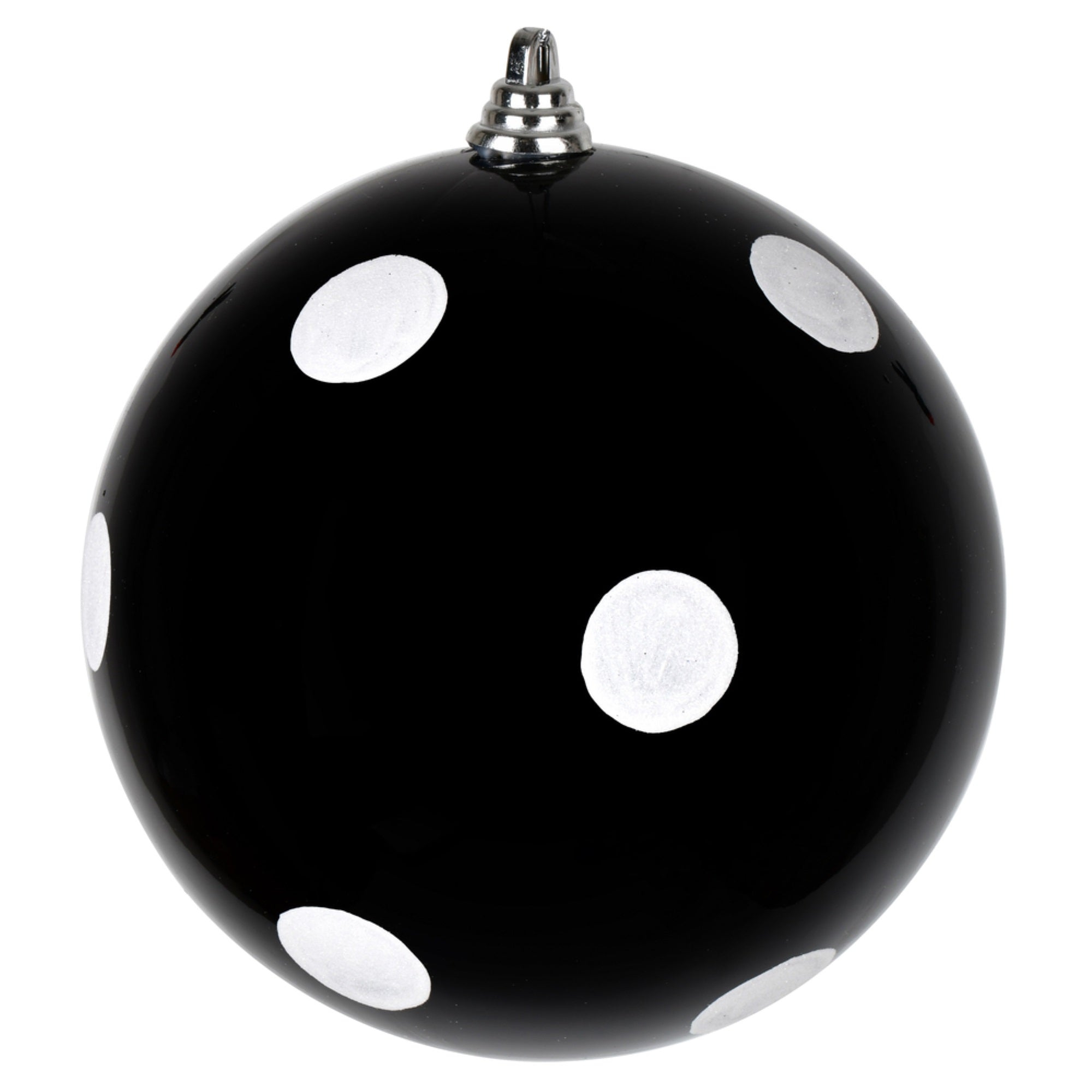 8” Black Candy Ball White Dots 1/Bag