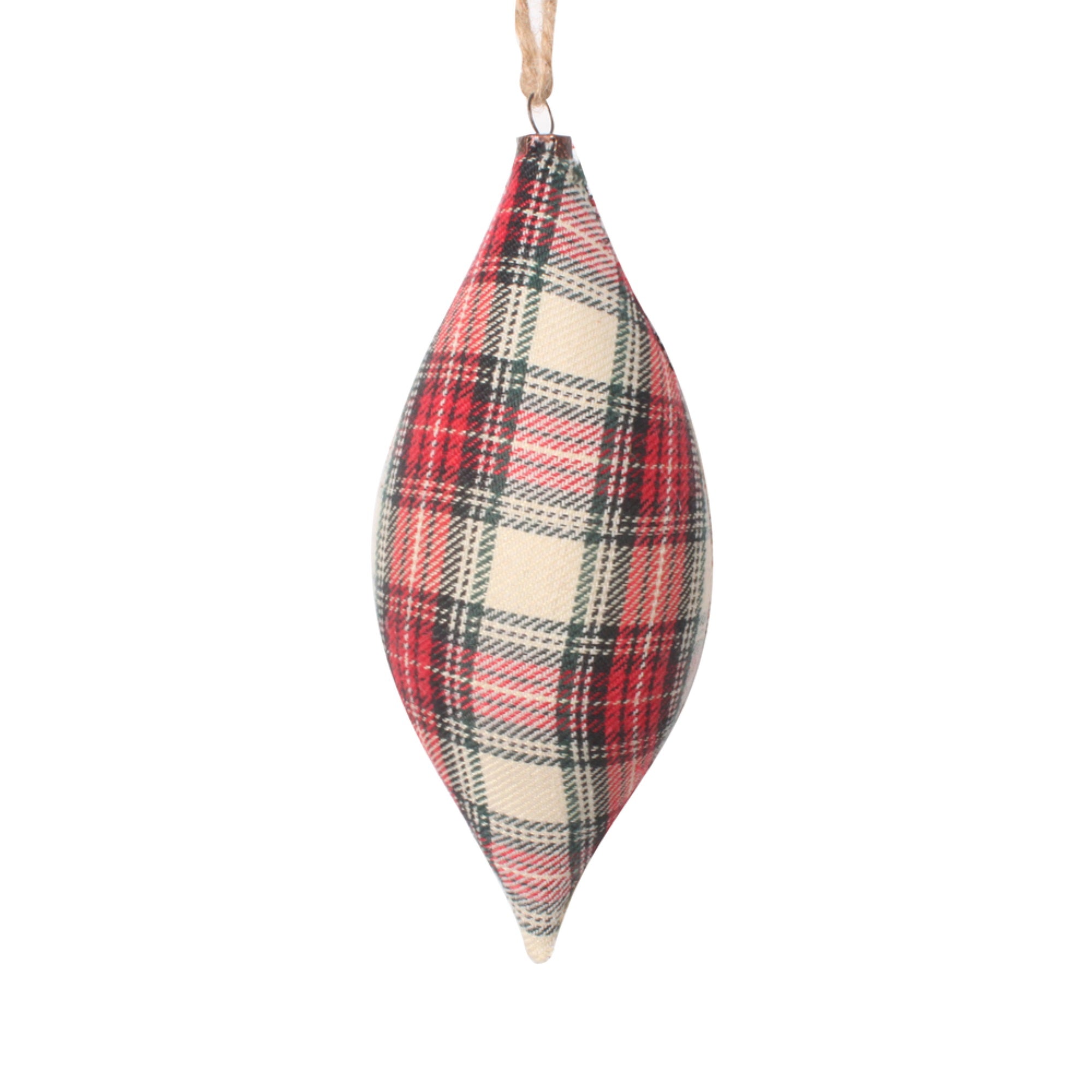 7” Red/White Plaid Finial Ornament 4/bag