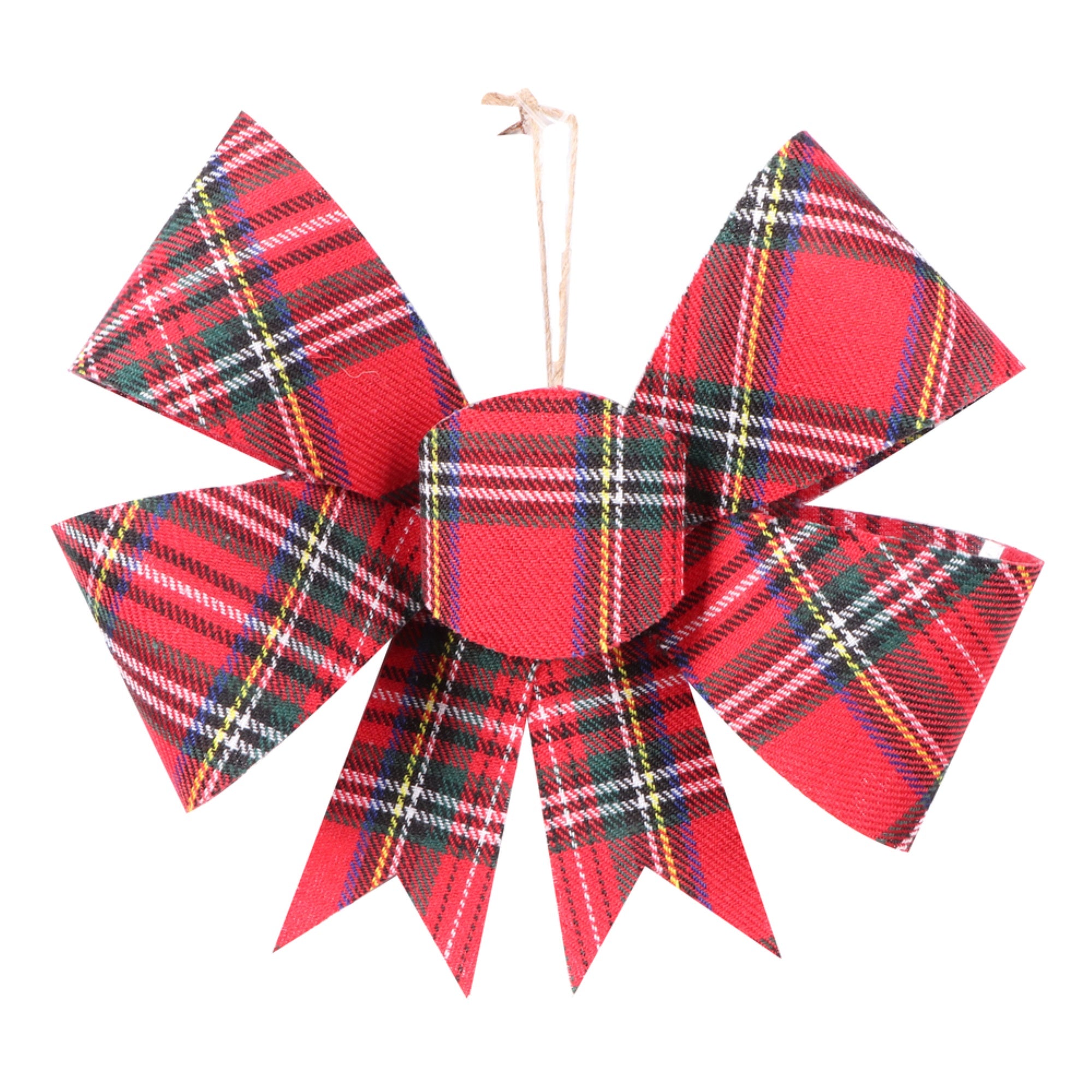 7” Red Plaid Bow Ornament 6/bag