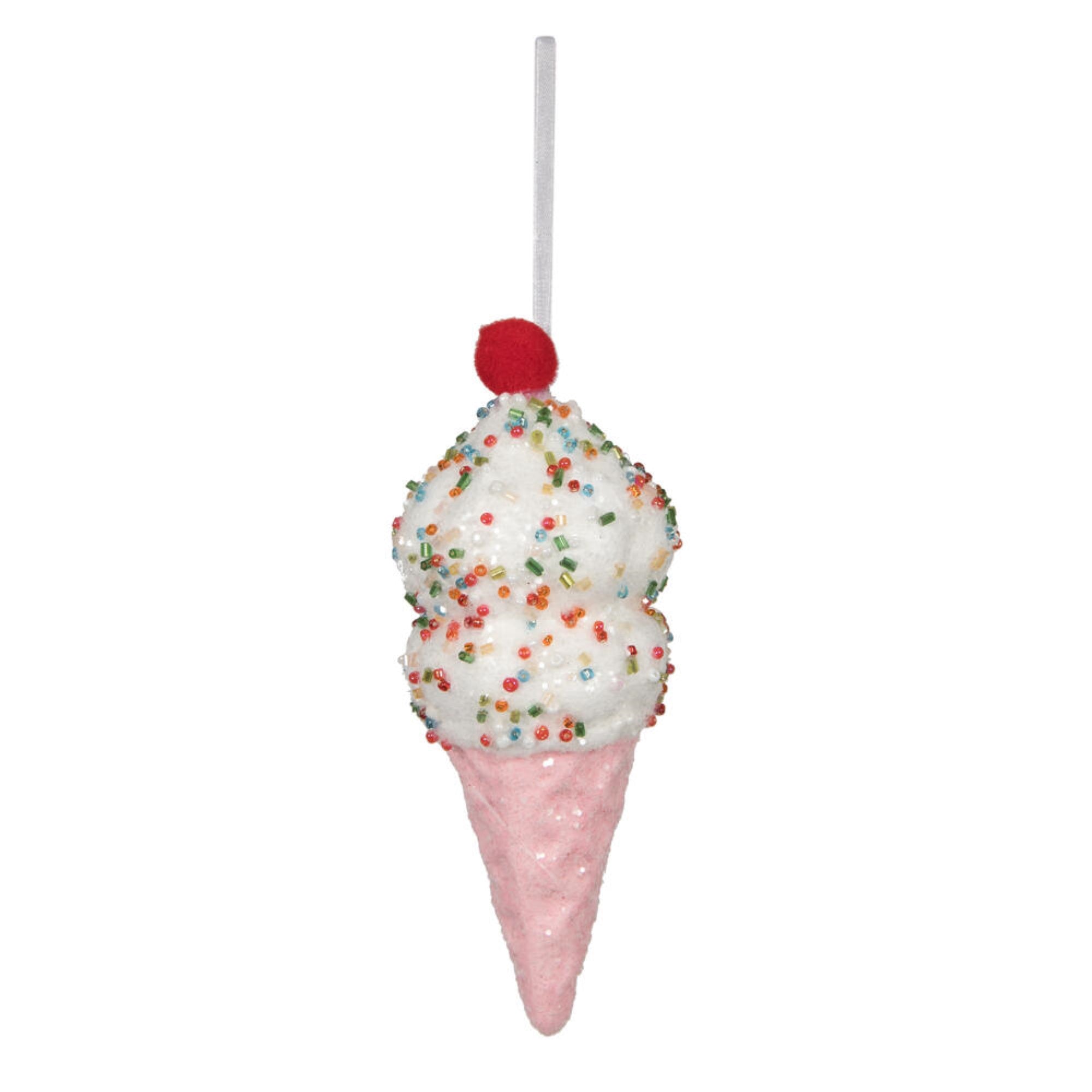 Vickerman 5.75” Pink Ice Cream Cone Ornament 3 per bag.