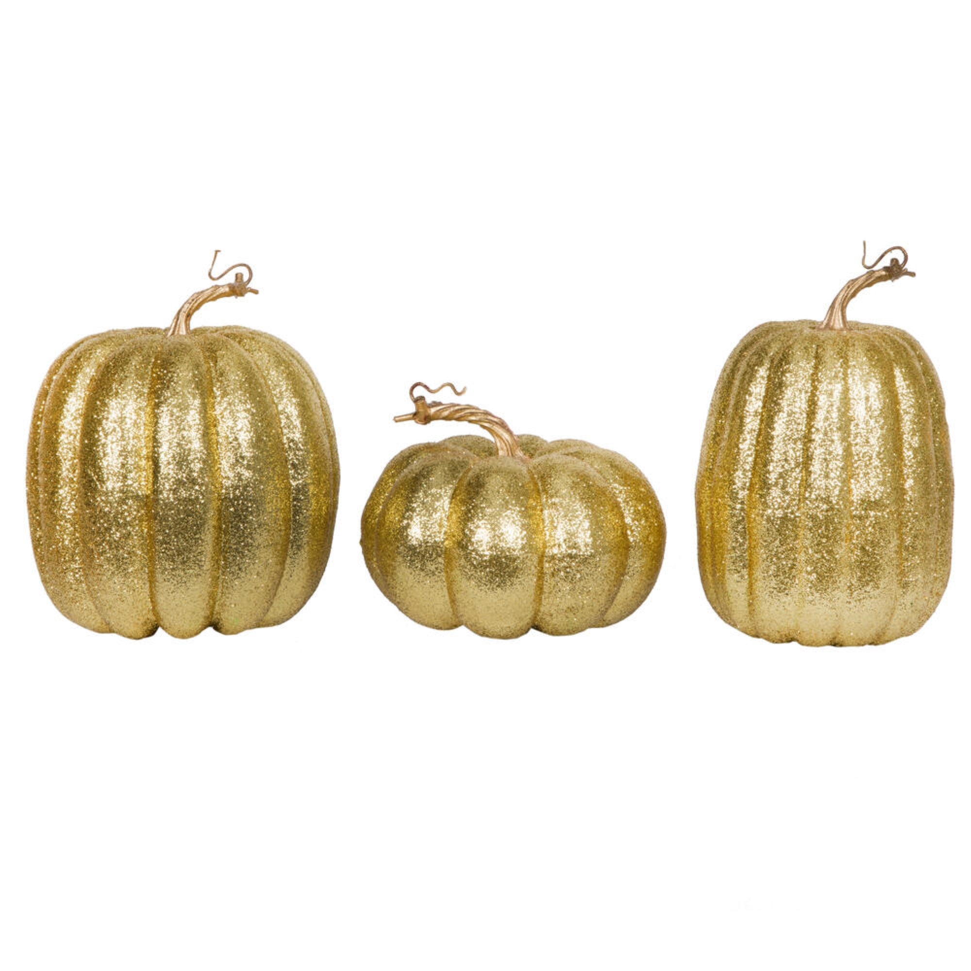 8” Gold Pumpkins Assorted Set of 3