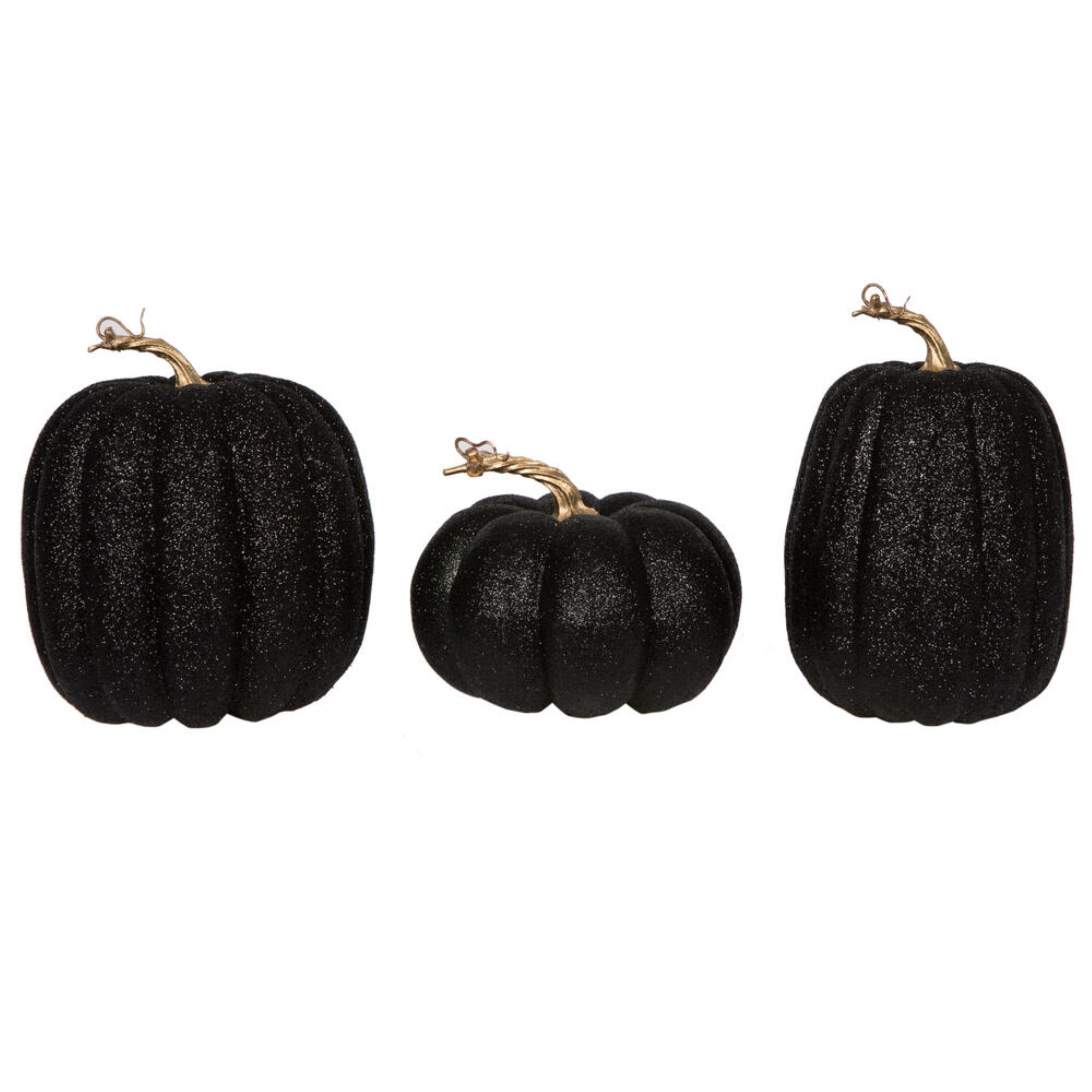 8” Black Pumpkins Assorted Set of 3