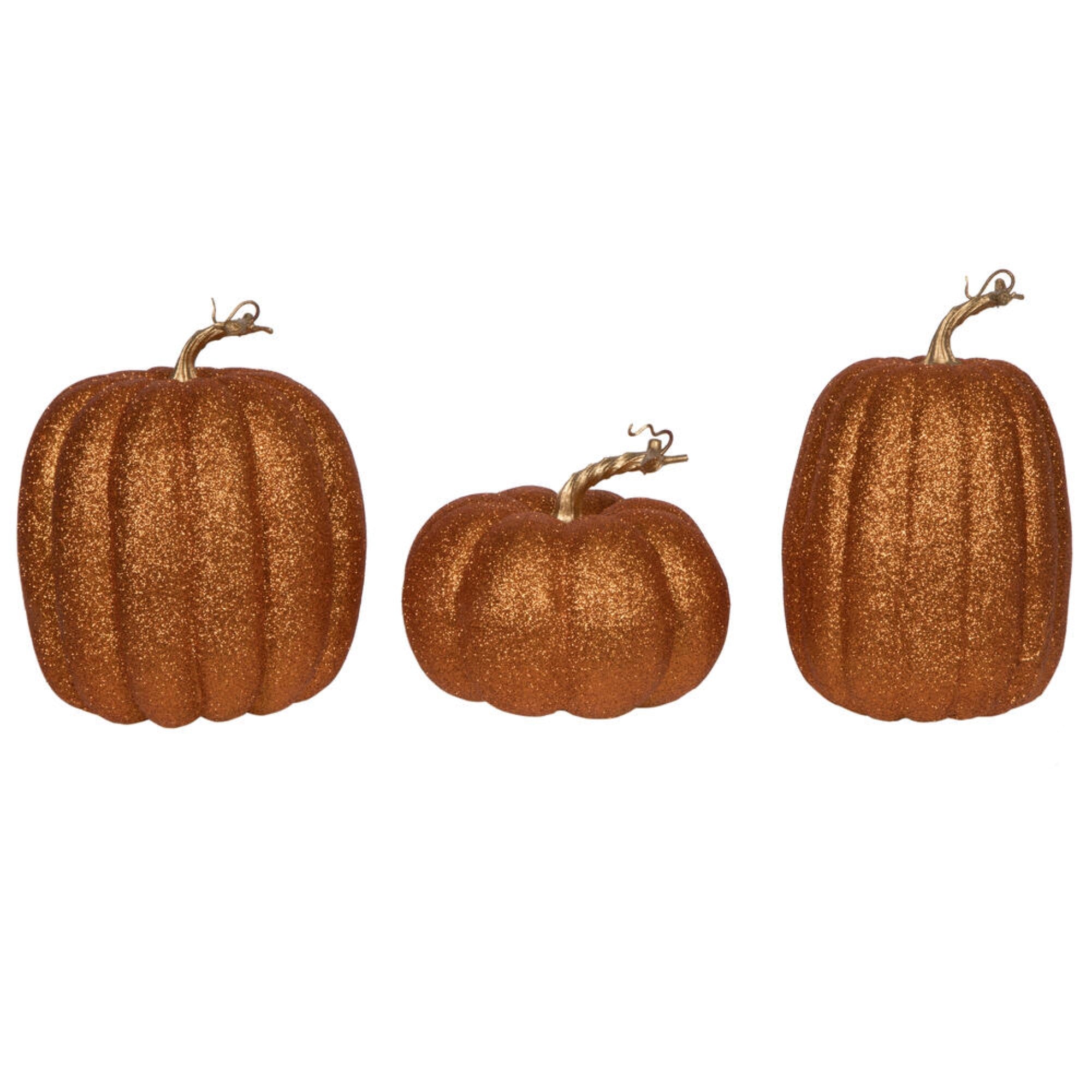 8” Orange Pumpkins Assorted Set of 3